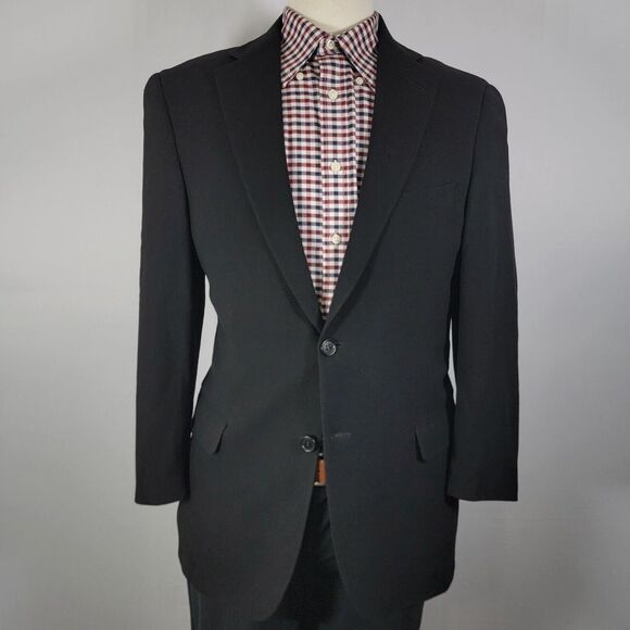 Coppley Merano 2112 Men's Sport Coat Blazer Two Button‎ Solid Black Wool Sz 40R